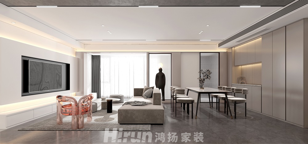 乾源國際120㎡北歐之光三居室 裝修案例效果圖-01