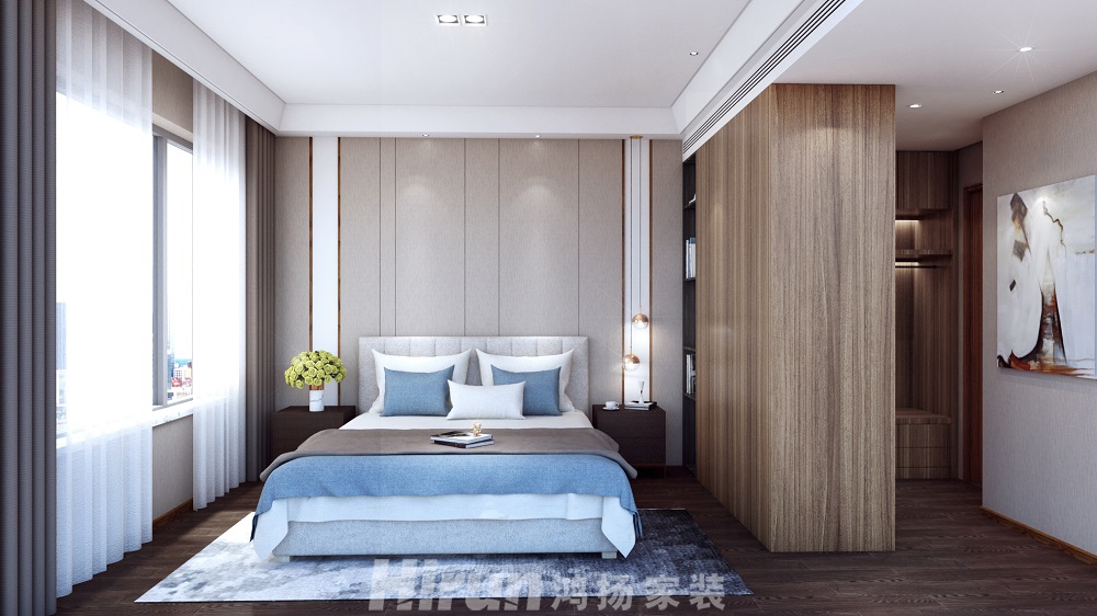 清溪川玖號120㎡北歐之光三居室 裝修案例效果圖-臥室