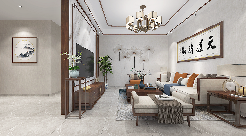 公園自建房150㎡復合寫意四居室 裝修案例效果圖-1