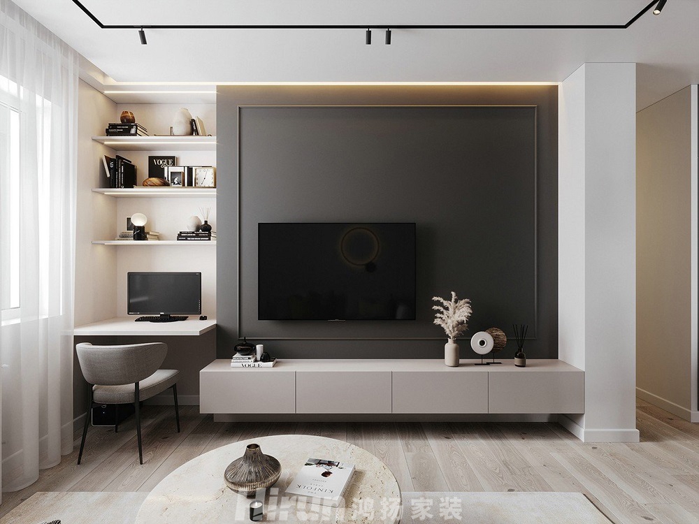 鴻榮源壹城中心88㎡雅致現(xiàn)代二居室 裝修案例效果圖-1