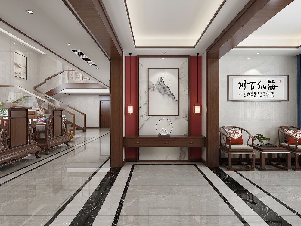 自建房400㎡復合寫意別墅 裝修案例效果圖-2