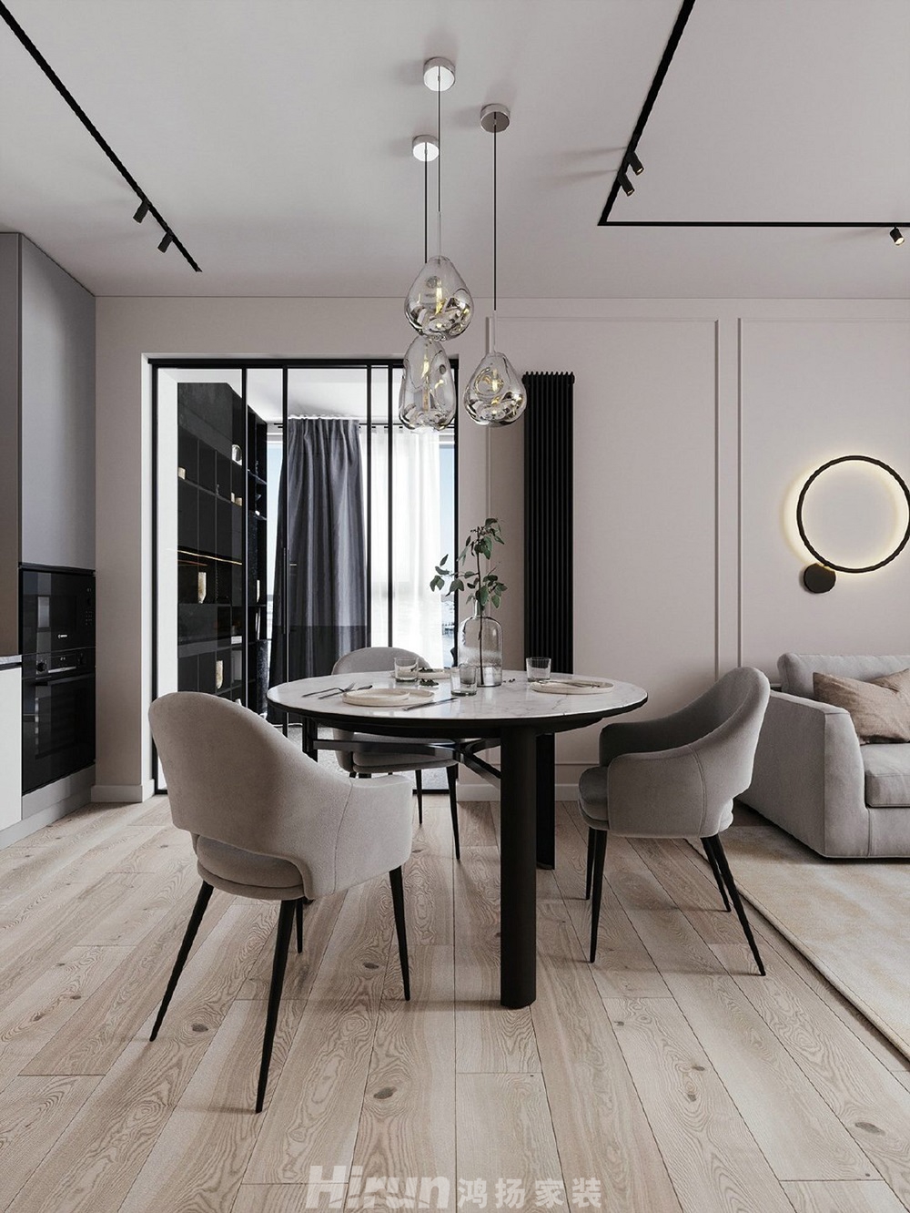 鴻榮源壹城中心88㎡雅致現(xiàn)代二居室 裝修案例效果圖-3