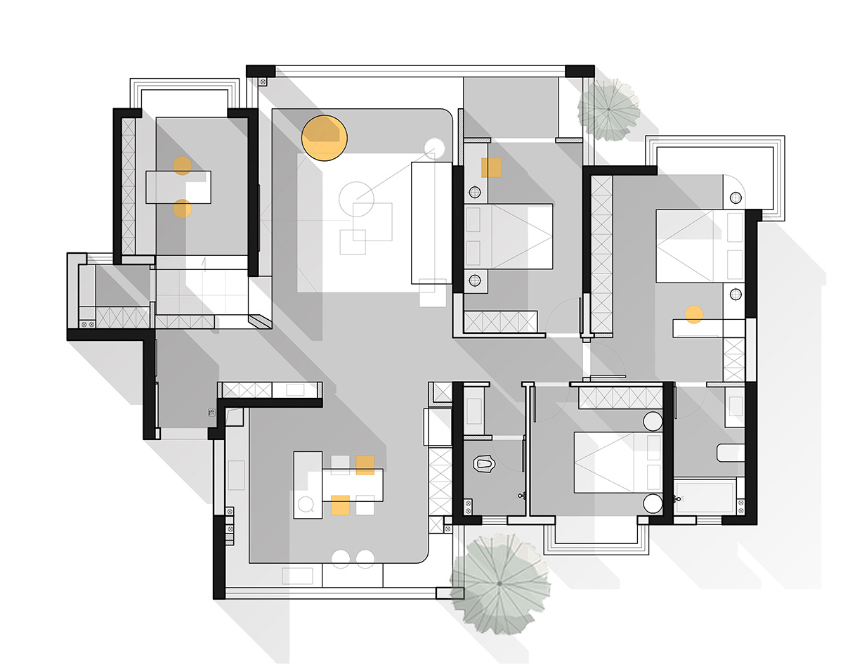 潤和湘江天地183㎡北歐之光四居室 裝修案例效果圖-1