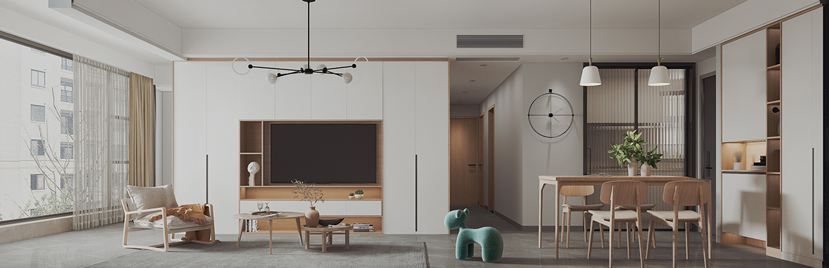 梅溪湖金茂灣130㎡北歐之光四居室 裝修案例效果圖-4