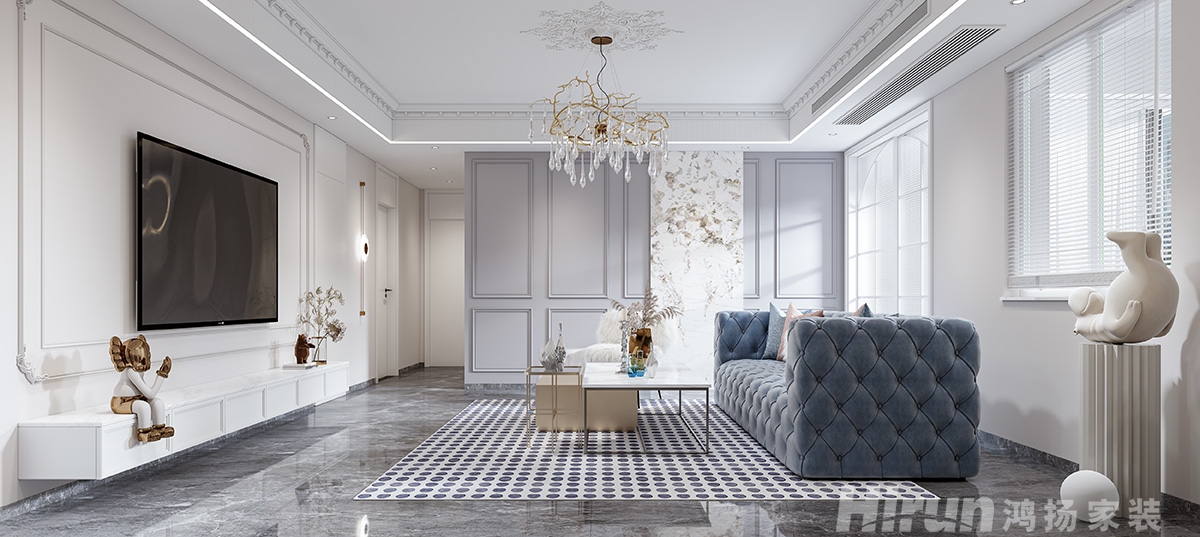 北辰中央公園128㎡輕歐簡美三居室 裝修案例效果圖-2