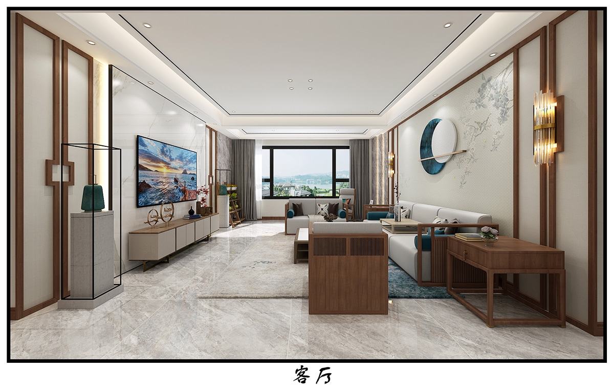 華晨金水灣150㎡復合寫意四居室 裝修案例效果圖-3