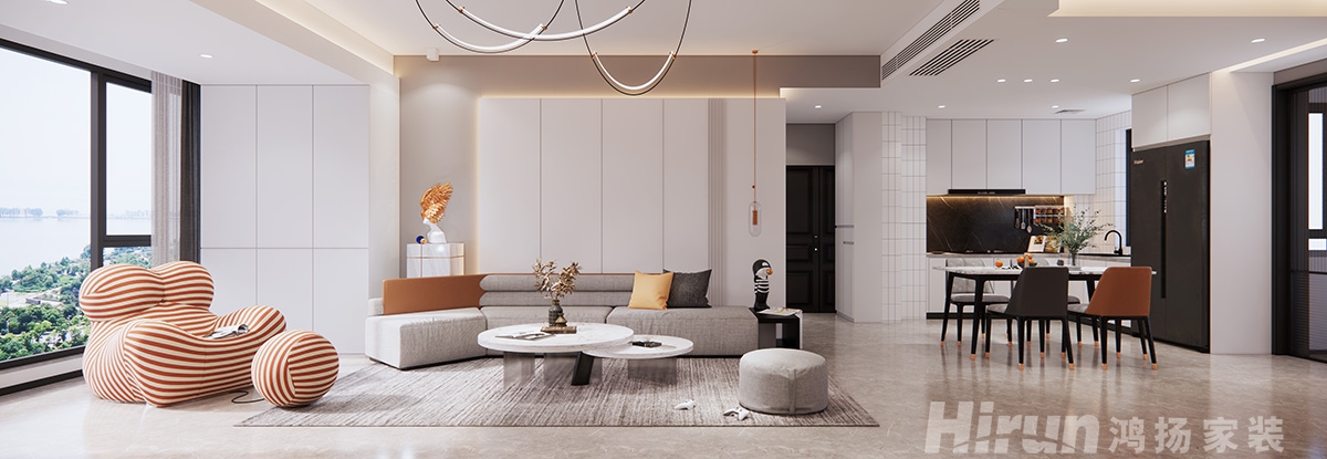 中建江灣壹號140㎡雅致現代四居室 裝修案例效果圖-1