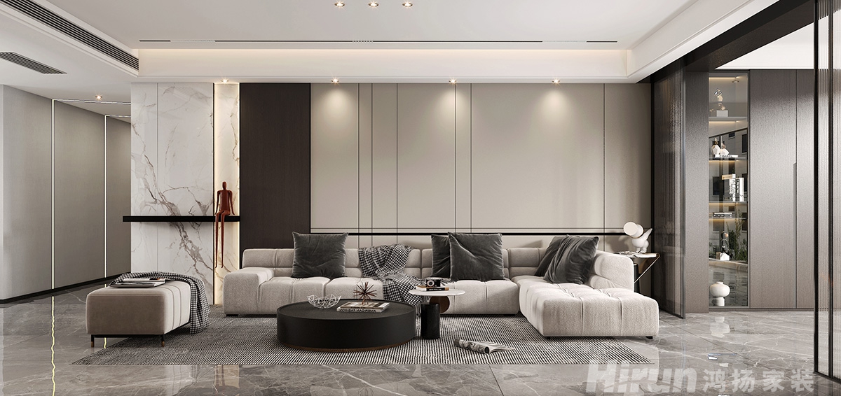 晉合湘水灣160㎡雅致現代四居室 裝修案例效果圖-1