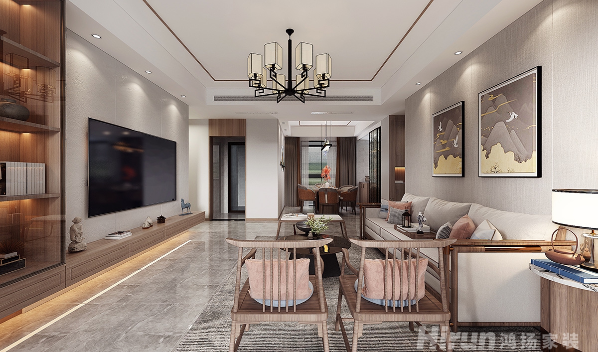 玫瑰園140㎡復合寫意四居室 裝修案例效果圖-3