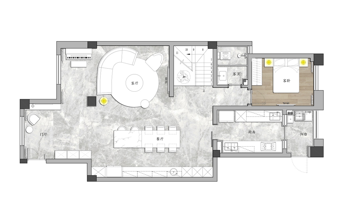 當代上品灣220㎡雅致現代復式 裝修案例實景圖-2
