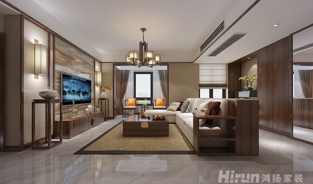 湘銀小區(qū)150㎡復(fù)合寫意四居室 裝修案例效果圖-1