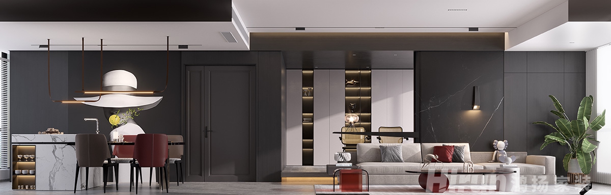 遠洋紅星天鉑135㎡雅致現代四居室 裝修案例效果圖-3