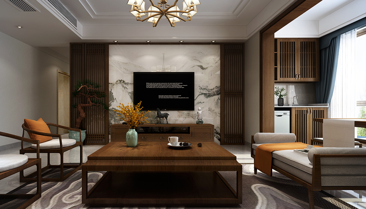 華晨山水州城150㎡復(fù)合寫(xiě)意四居室 裝修案例效果圖-4