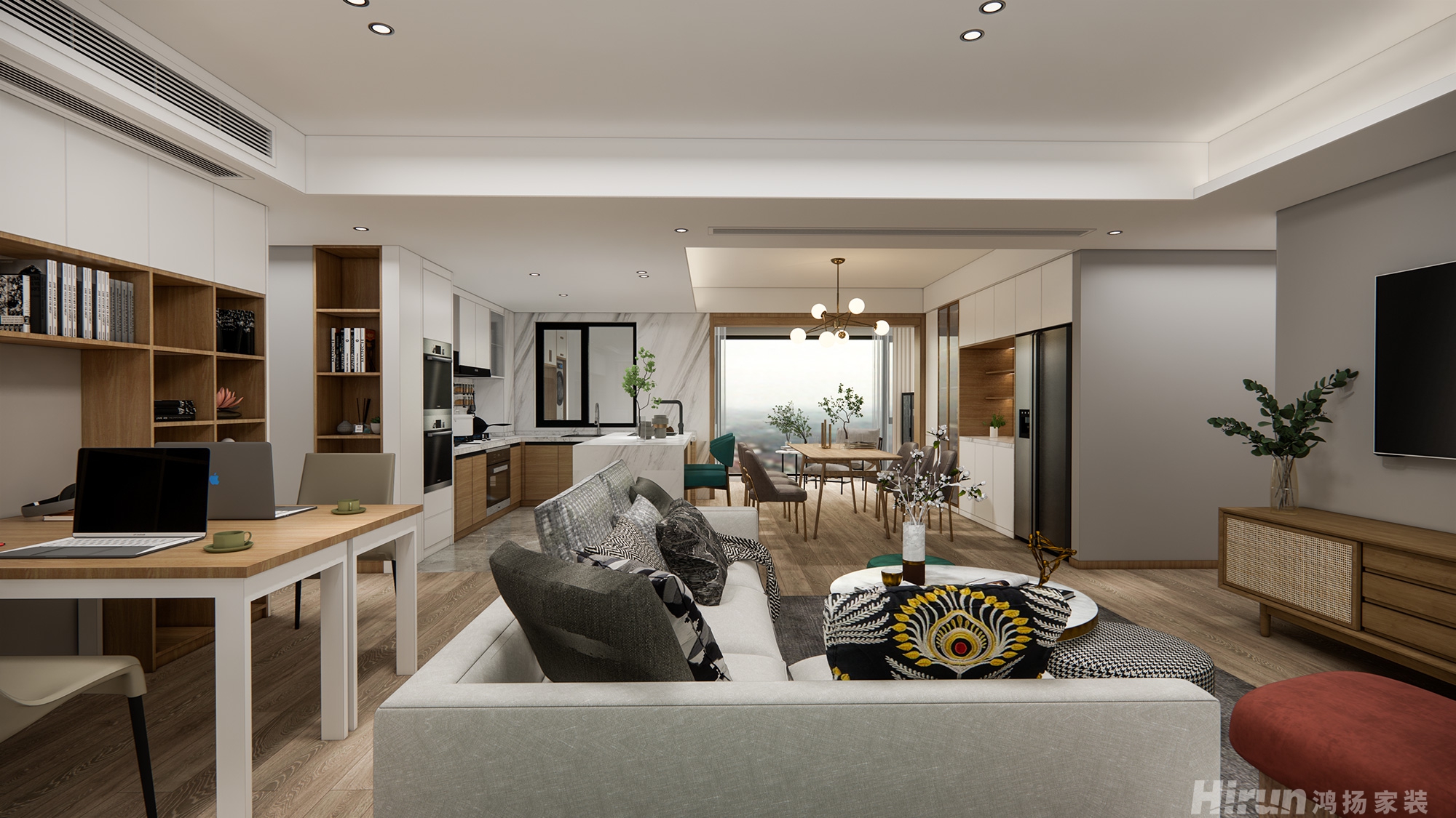 達美溪湖灣150㎡北歐之光四居室 裝修案例效果圖-3