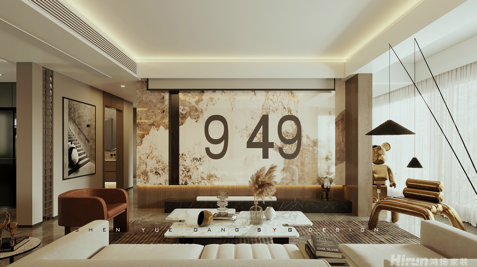 嘉宇北部灣140㎡新裝飾主義四居室 裝修案例效果圖-2