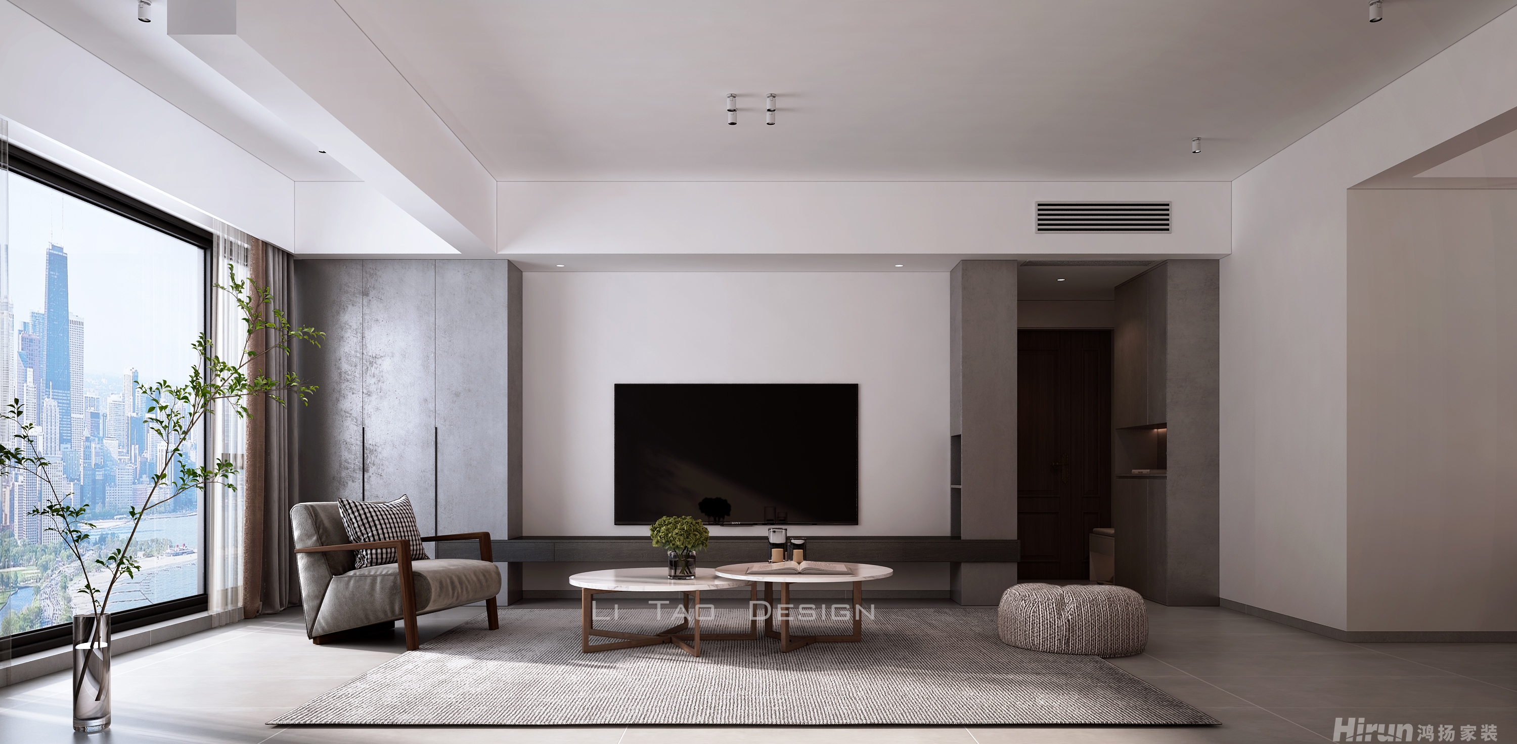 湘域芯城123㎡雅致現代三居室 裝修案例效果圖-2