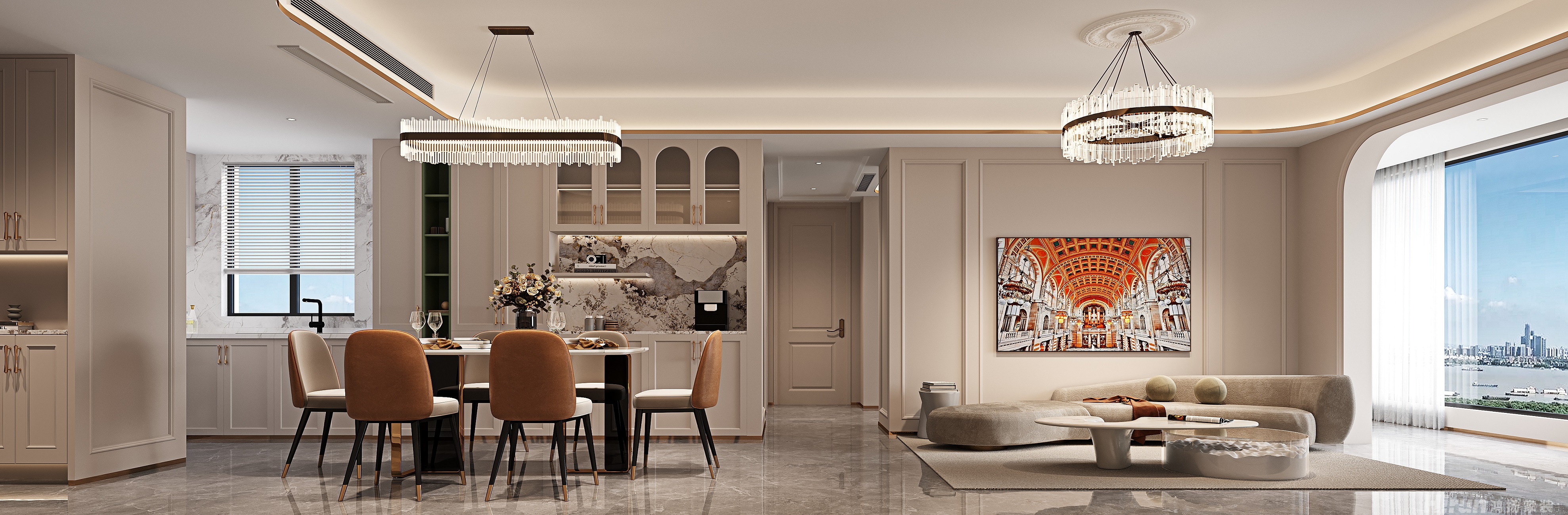 梅溪湖壹號150㎡新裝飾主義四居室 裝修案例效果圖-1