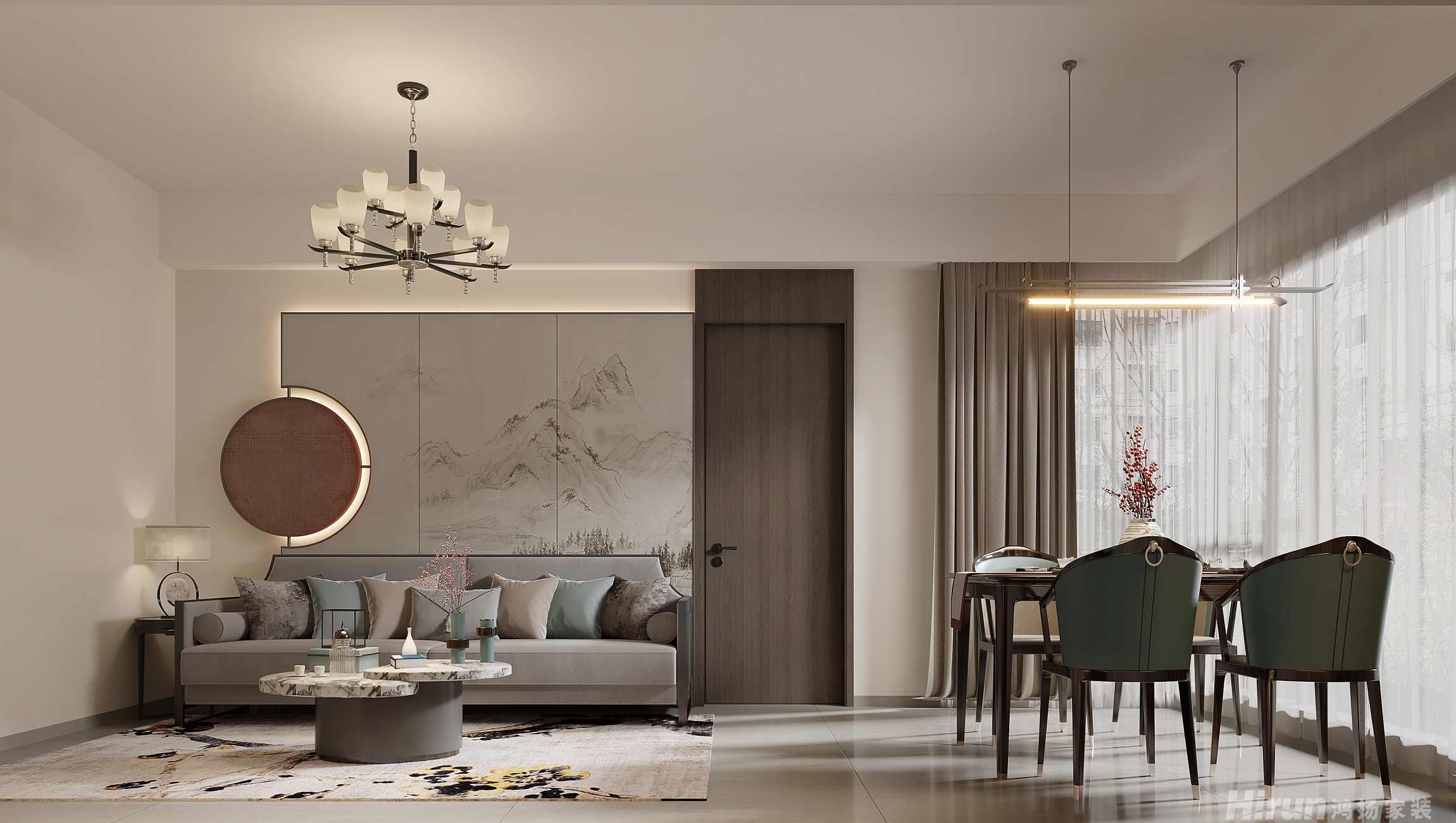 鑫遠鑫天60㎡復合寫意公寓 裝修案例效果圖-3