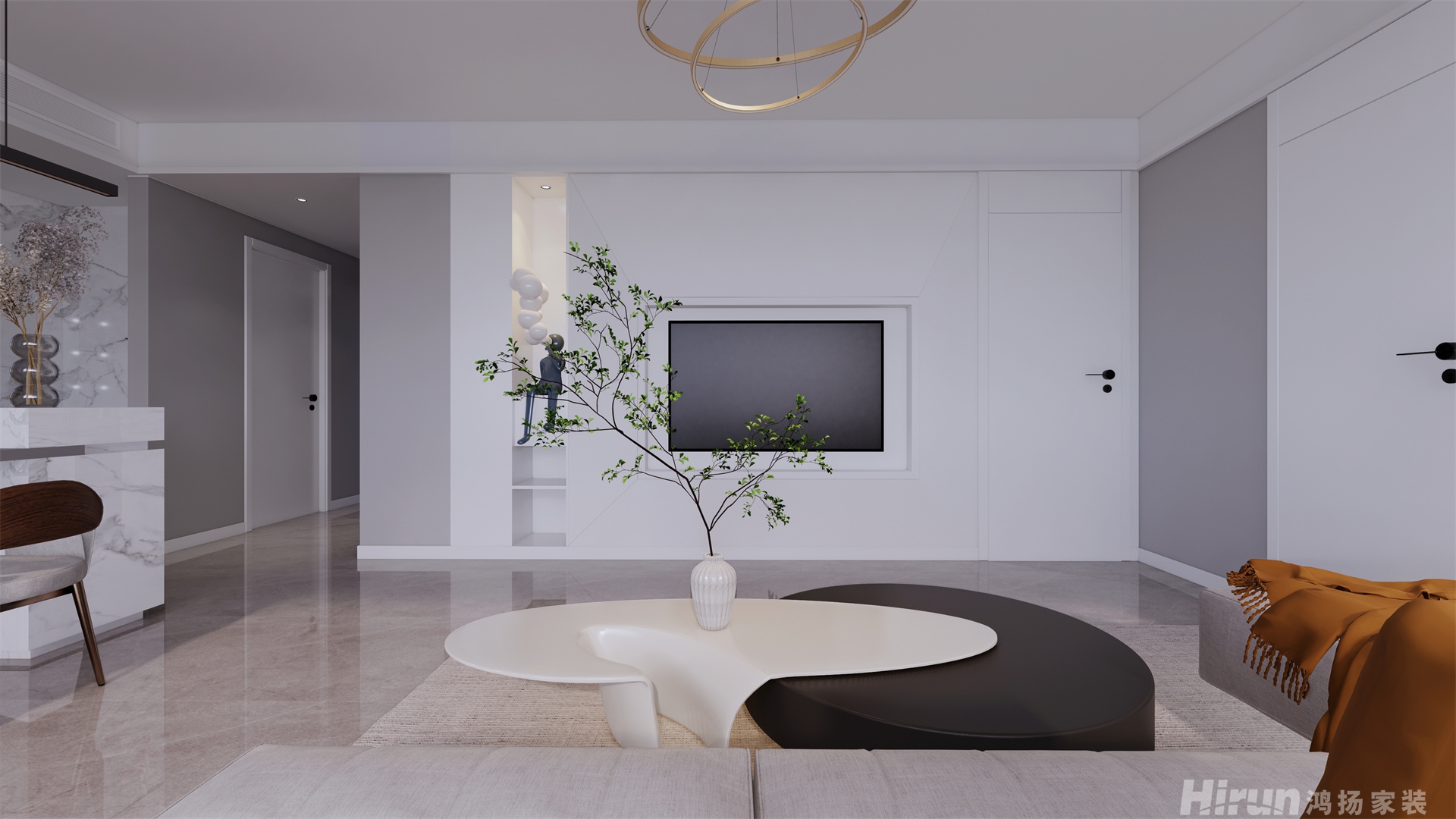 澳海望洲府123㎡雅致現代三居室 裝修案例效果圖-3