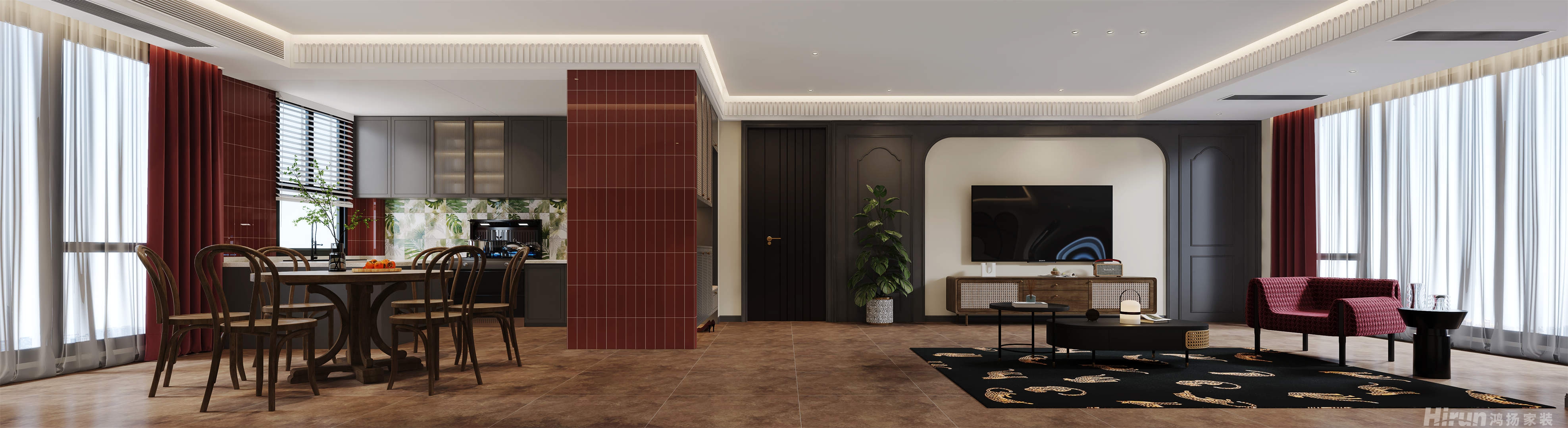 金茂洞庭生態創新城 157㎡新裝飾主義四居室 裝修案例效果圖-1