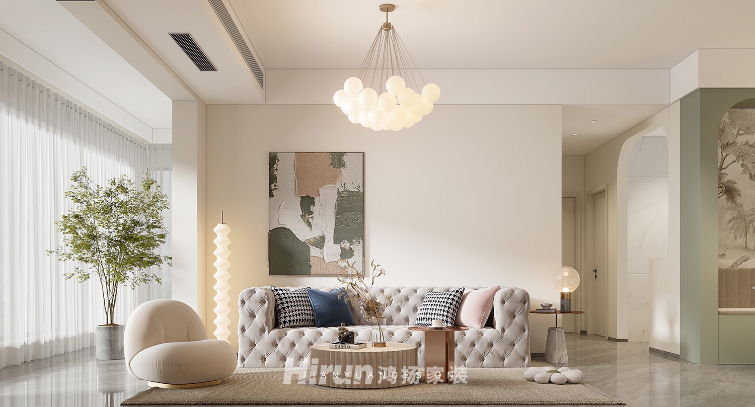 中建鈺和城130㎡新裝飾主義三居室 裝修案例效果圖-1