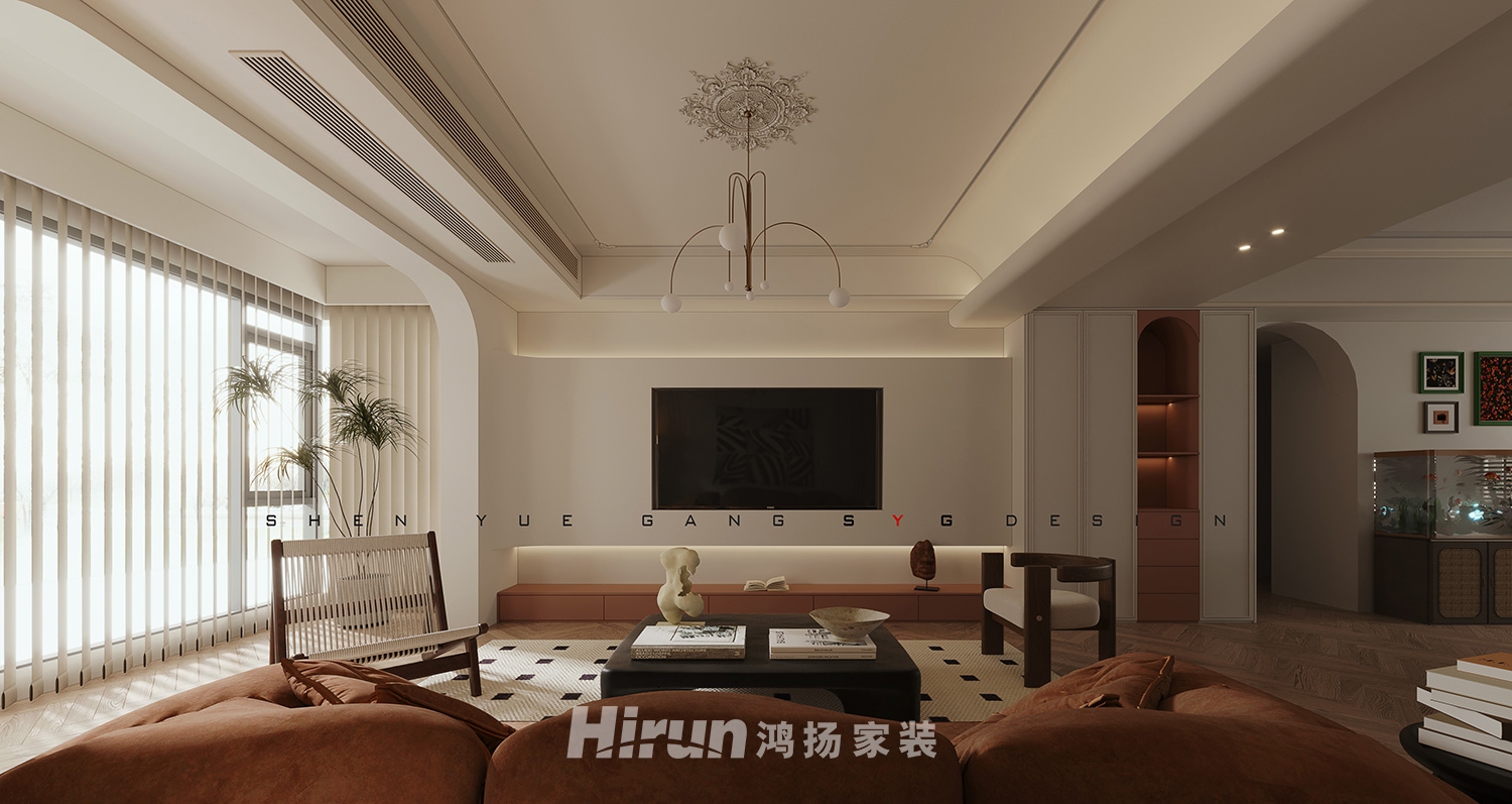 西城龍庭120㎡復古風潮二居室 裝修案例效果圖-1