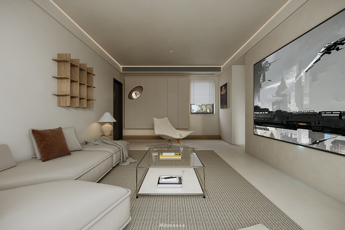 保利西海岸110㎡北歐之光三居室 裝修案例效果圖-1