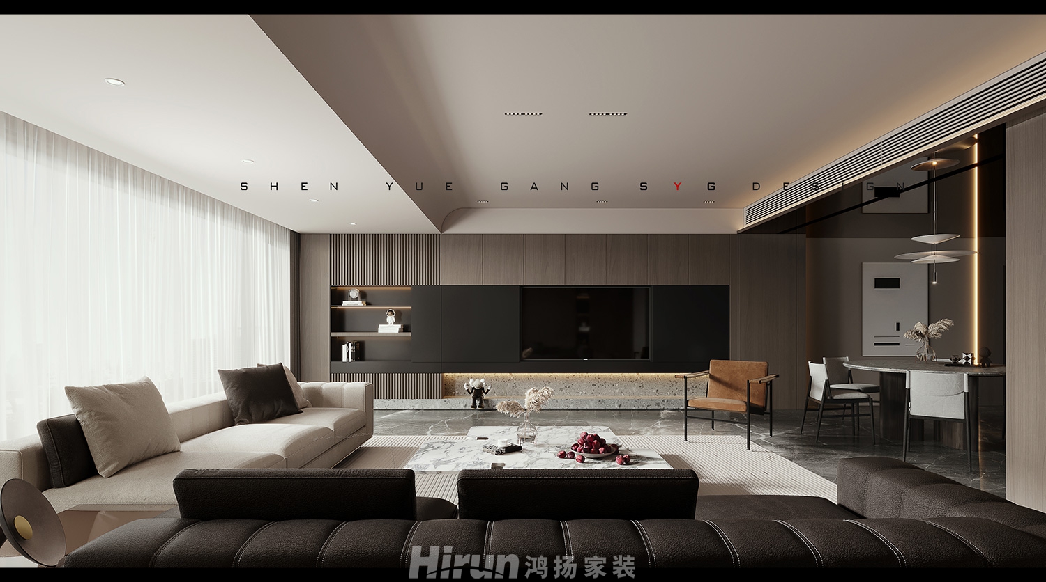 長(zhǎng)沙悅府216㎡雅致現(xiàn)代四居室 裝修案例效果圖-1