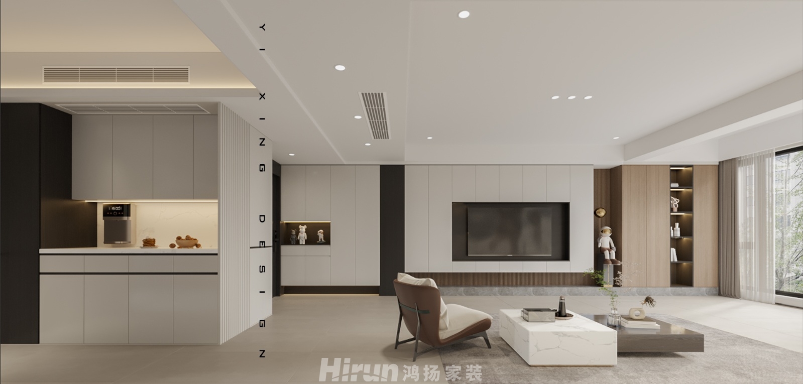 楓雅名苑150㎡雅致現(xiàn)代四居室 裝修案例效果圖-1