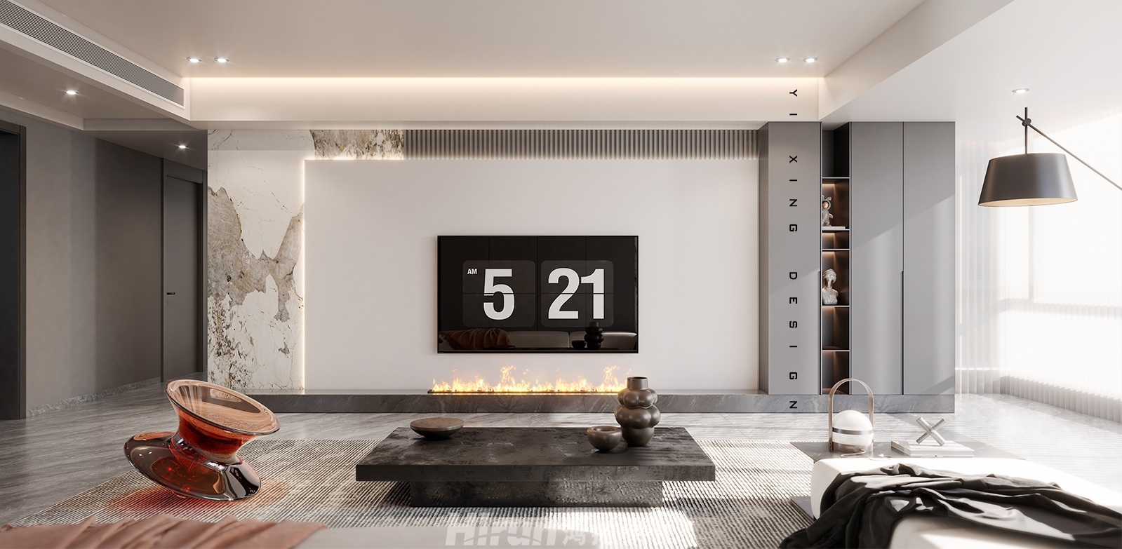 山水譽峰140㎡雅致現代四居室 裝修案例效果圖-1