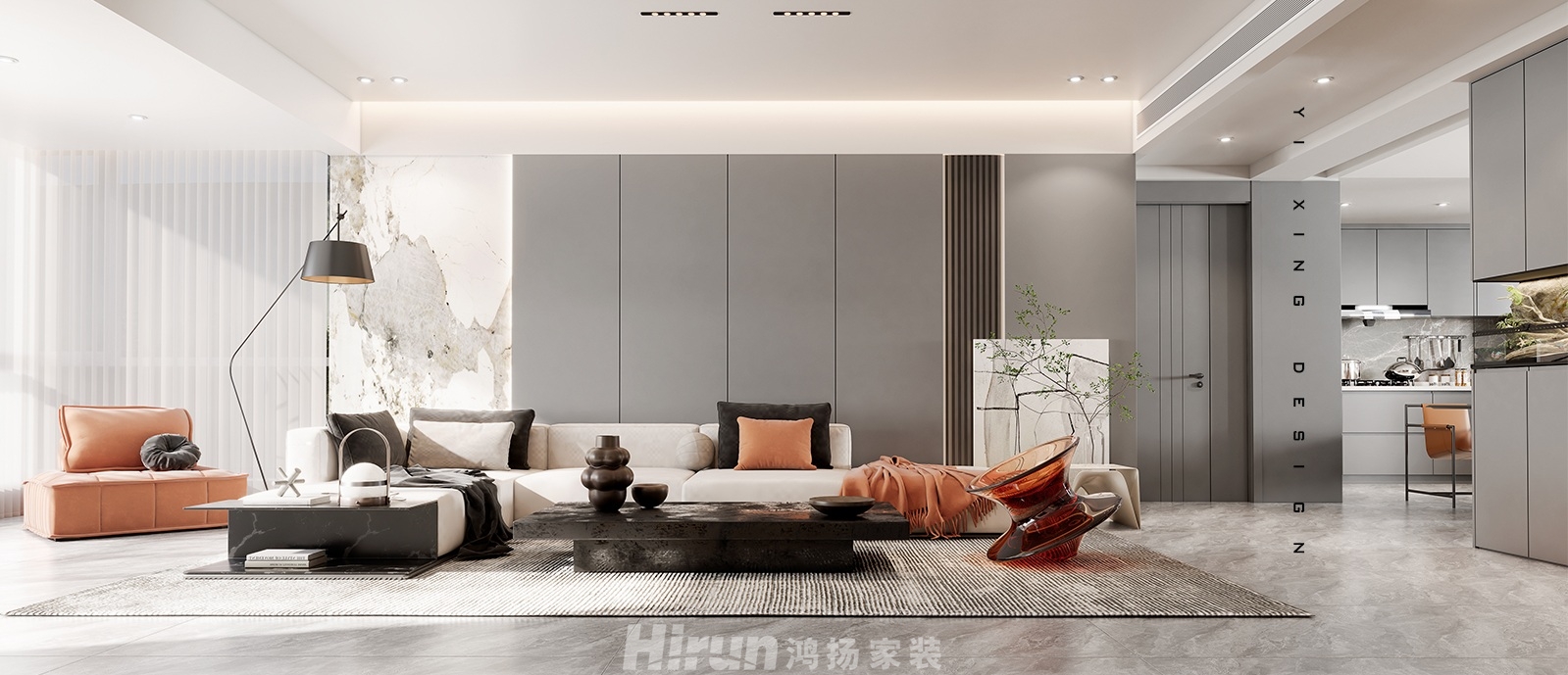 山水譽峰140㎡雅致現代四居室 裝修案例效果圖-2