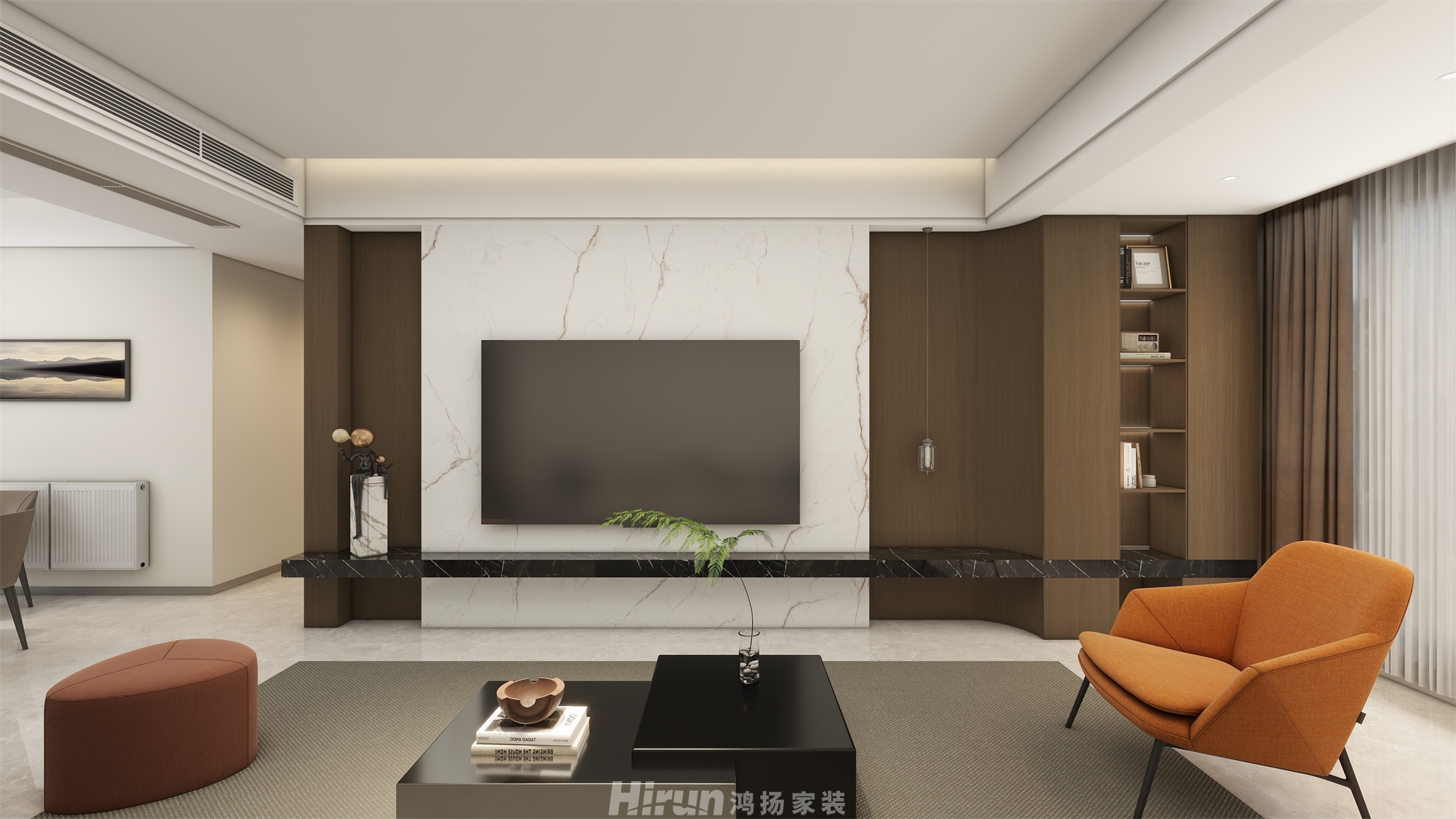 復地濱江金融中心150㎡雅致現代四居室 裝修案例效果圖-2