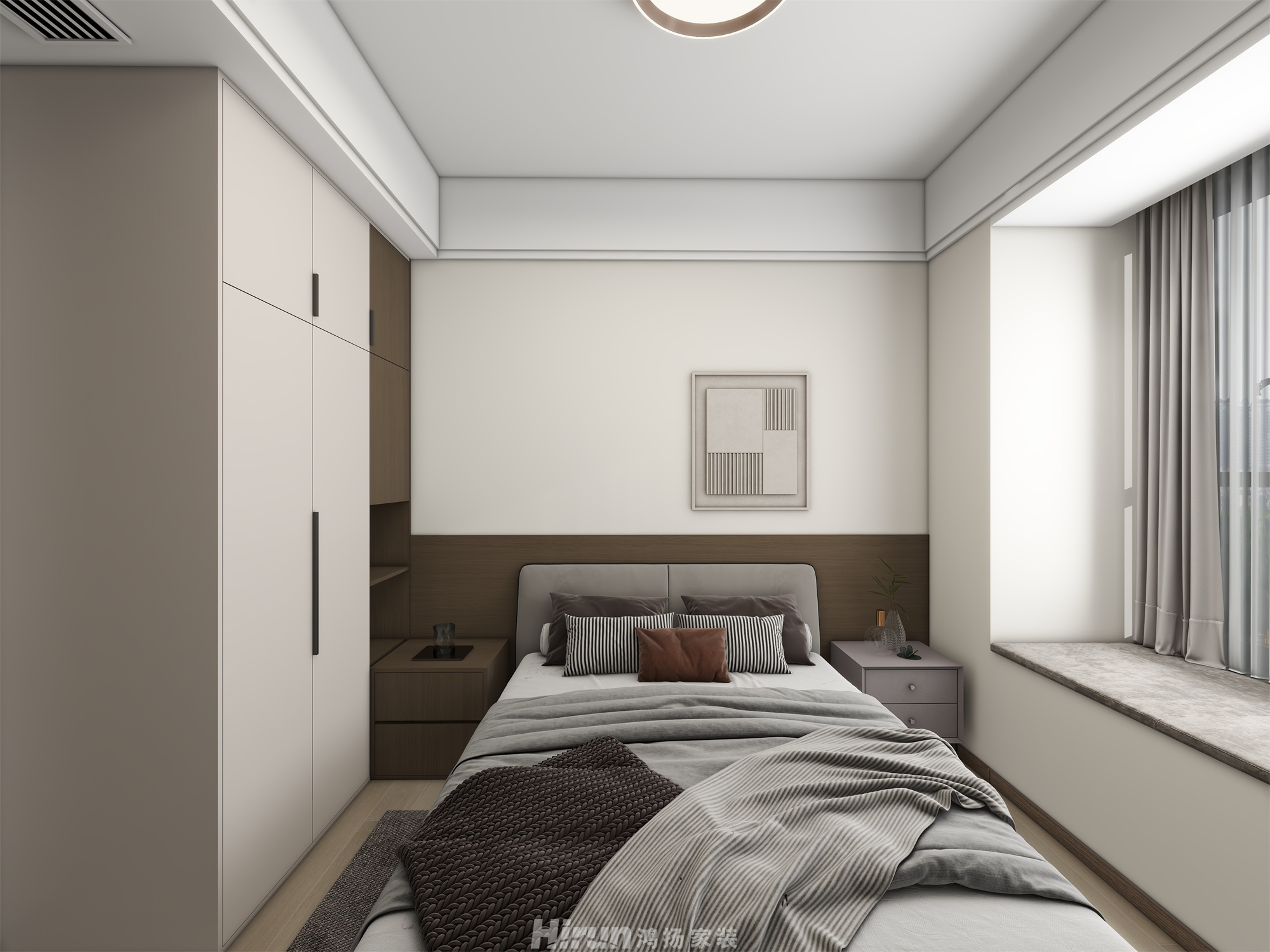 復地濱江金融中心150㎡雅致現代四居室 裝修案例效果圖-3