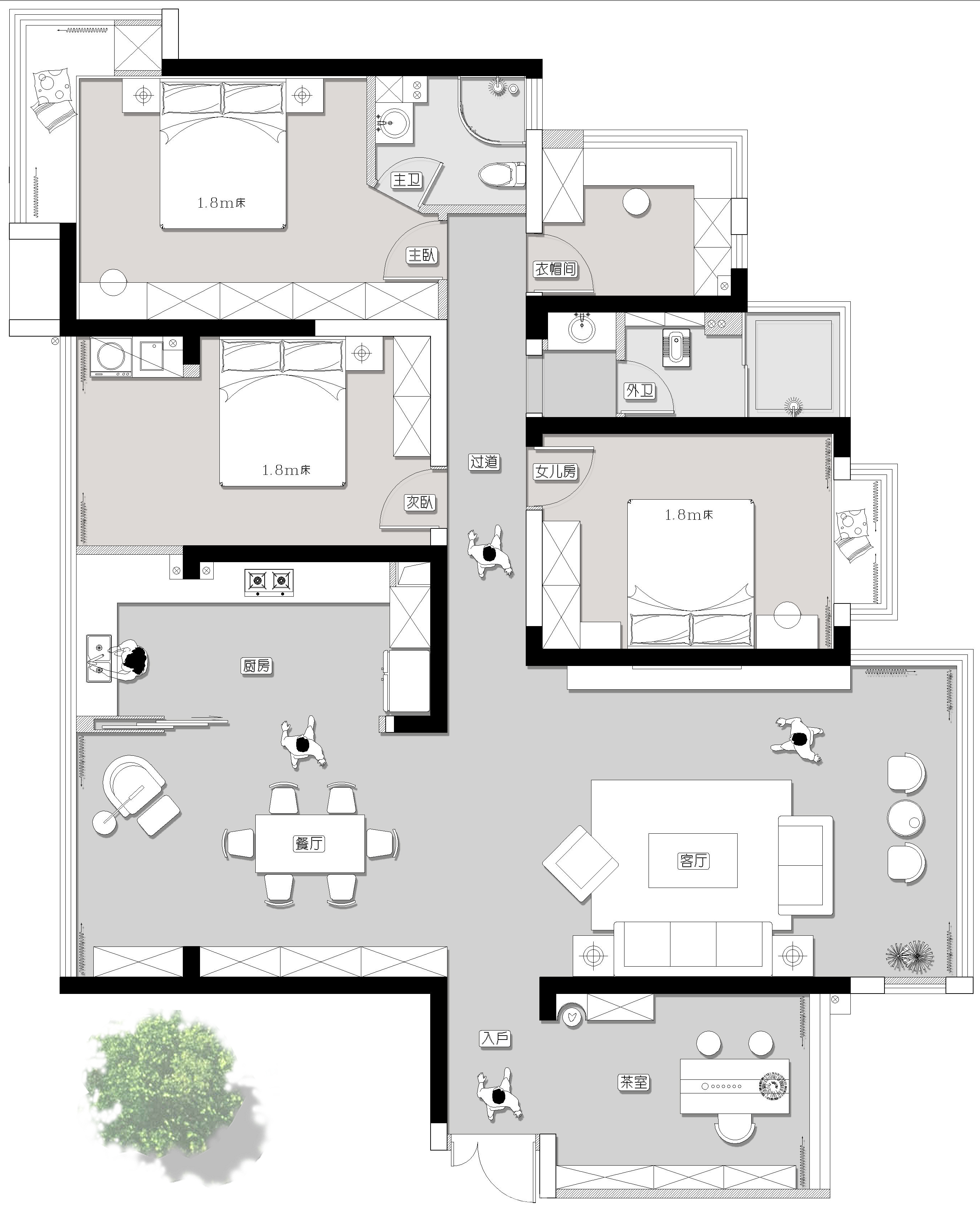 燕興華城180㎡雅致現代四居室 裝修案例實景圖-11