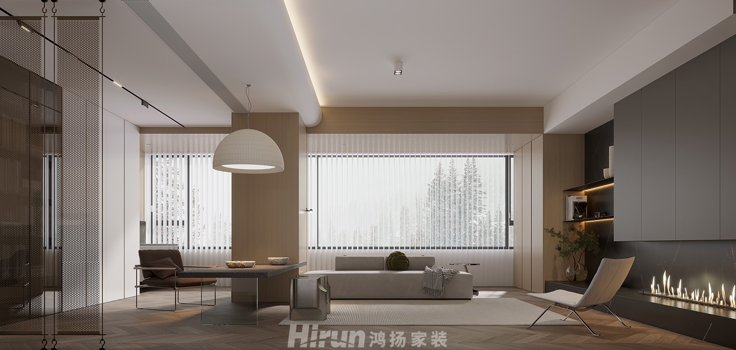 長房領秀時代130㎡雅致現代四居室 裝修案例效果圖-2