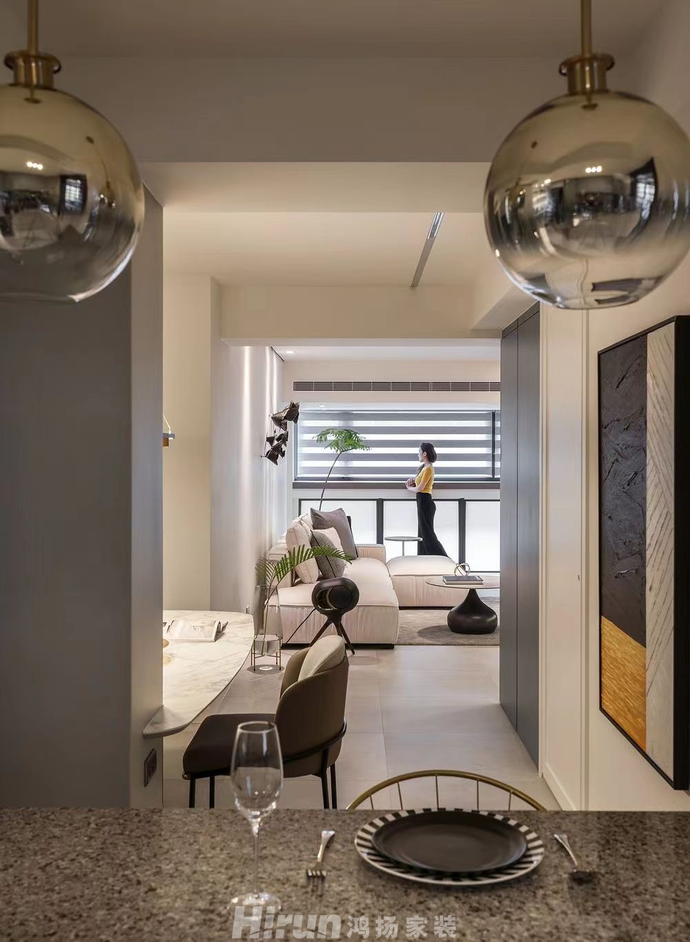 江山帝景130㎡極簡(jiǎn)詫寂四居室 裝修案例效果圖-1