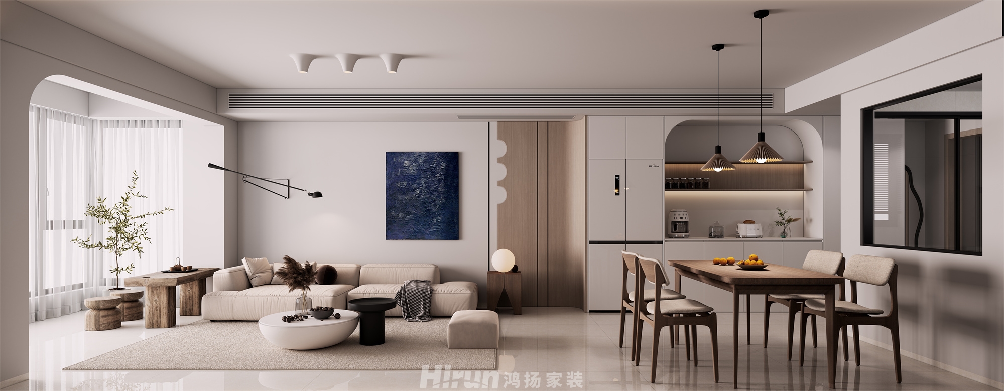 天悅大都匯118㎡北歐之光三居室 裝修案例效果圖-2