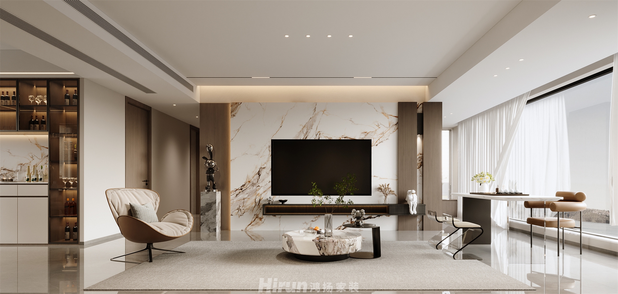 中建鈺和城140㎡新裝飾主義四居室 裝修案例效果圖-1