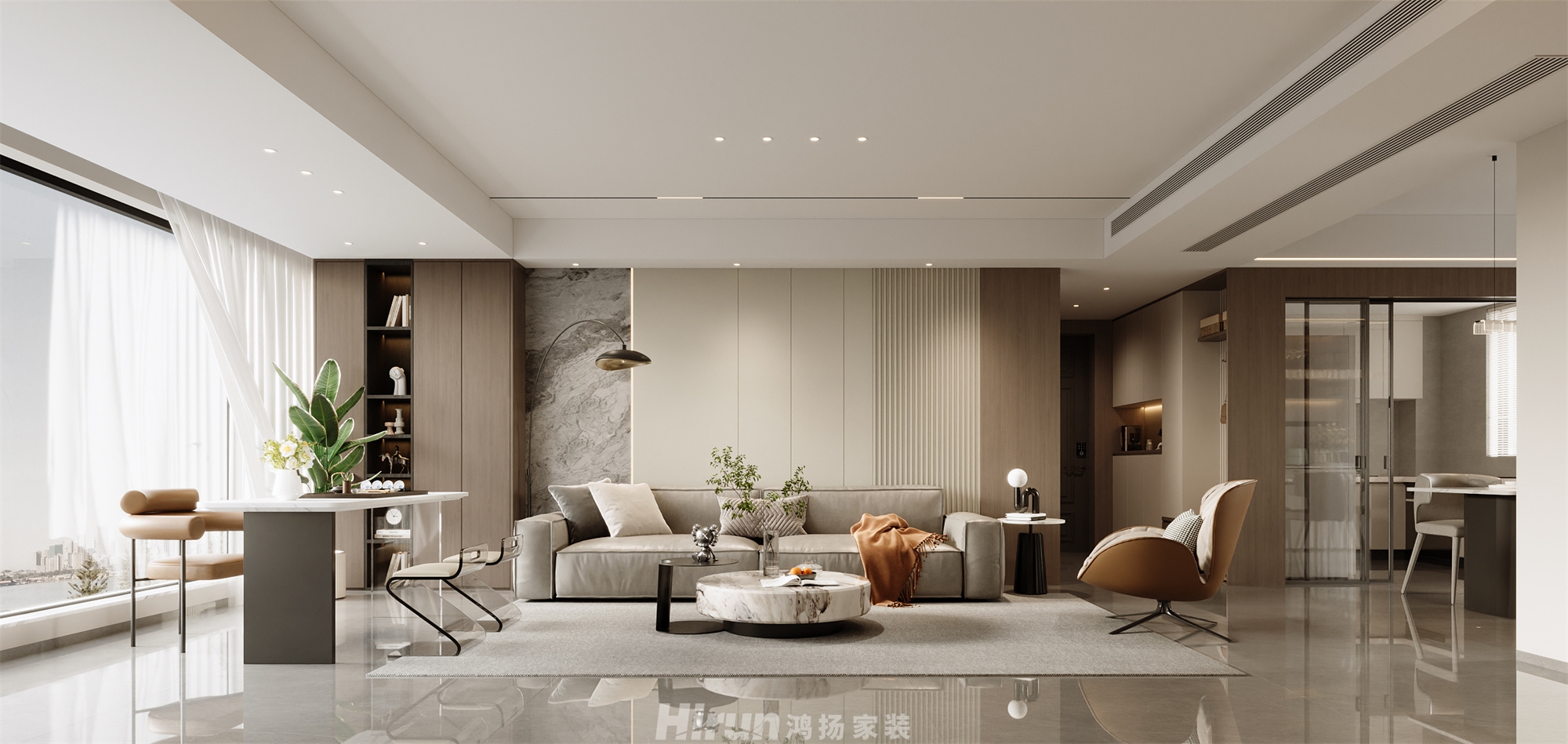 中建鈺和城140㎡新裝飾主義四居室 裝修案例效果圖-2