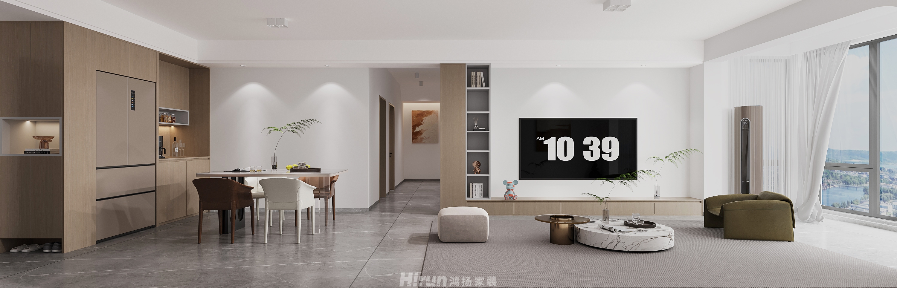 會(huì)同水岸綠城120㎡雅致現(xiàn)代三居室 裝修案例效果圖-1