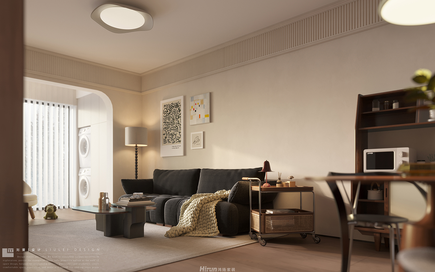 保利天禧85㎡復古風潮二居室 裝修案例效果圖-2