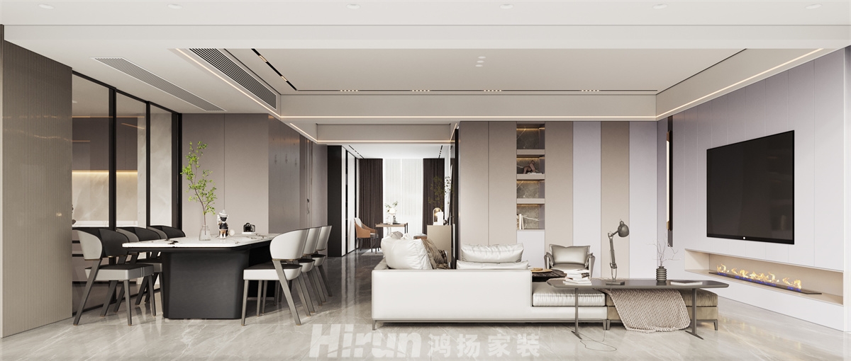 卓越淺水灣220㎡雅致現代四居室 裝修案例效果圖-1