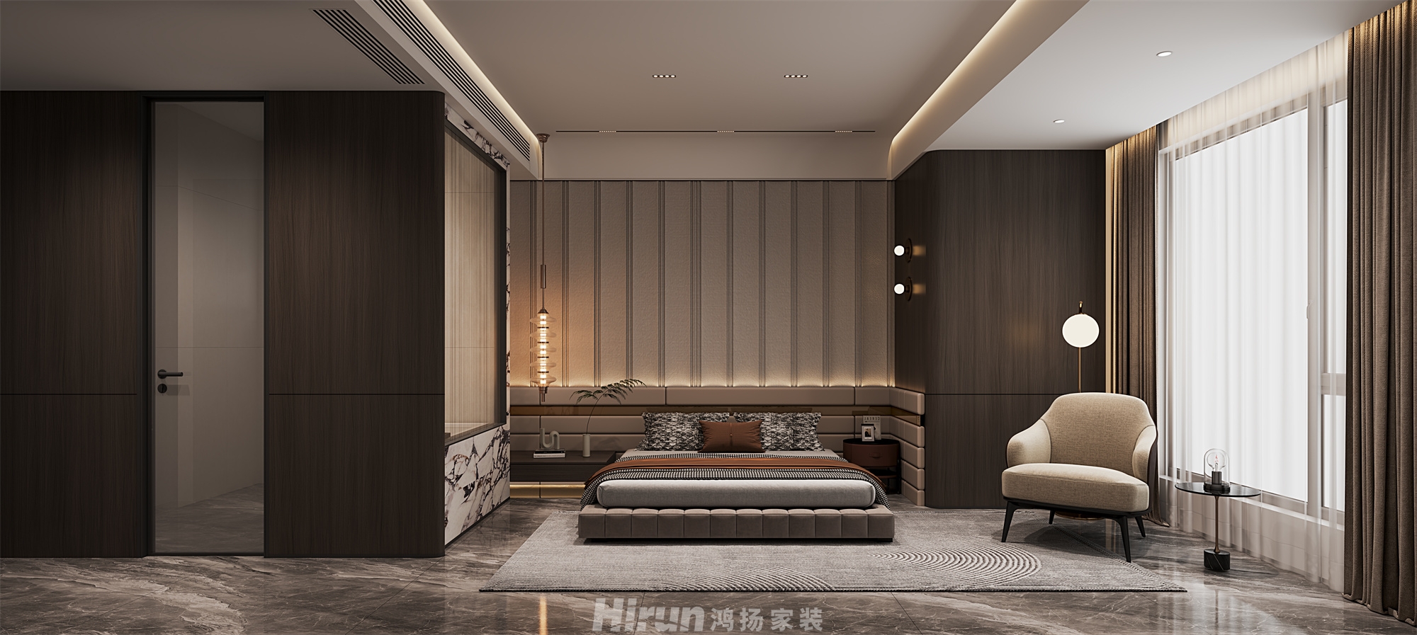 卓越灣匯220㎡雅致現代大平層 裝修案例效果圖-2