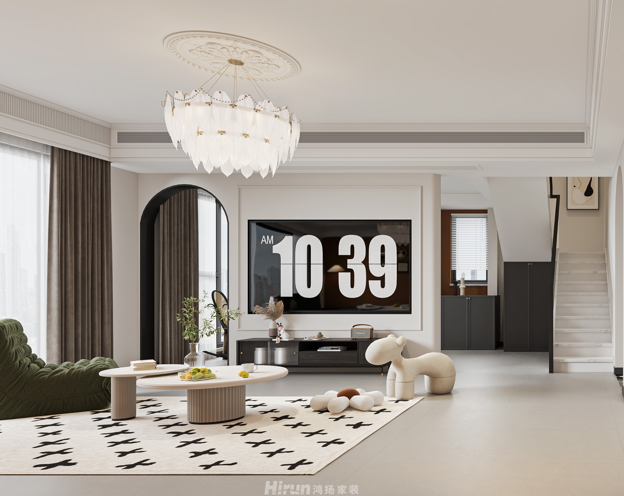 湘江天地160㎡復古風潮復式 裝修案例效果圖-3