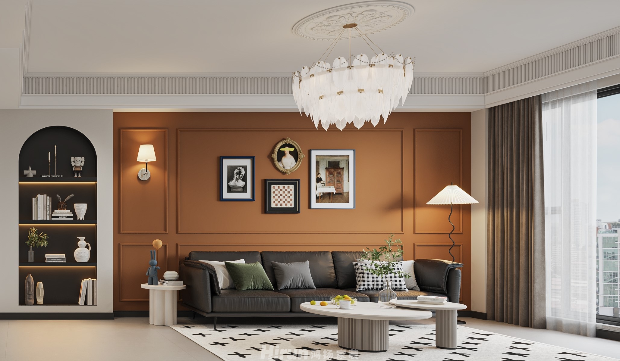 湘江天地160㎡復古風潮復式 裝修案例效果圖-2