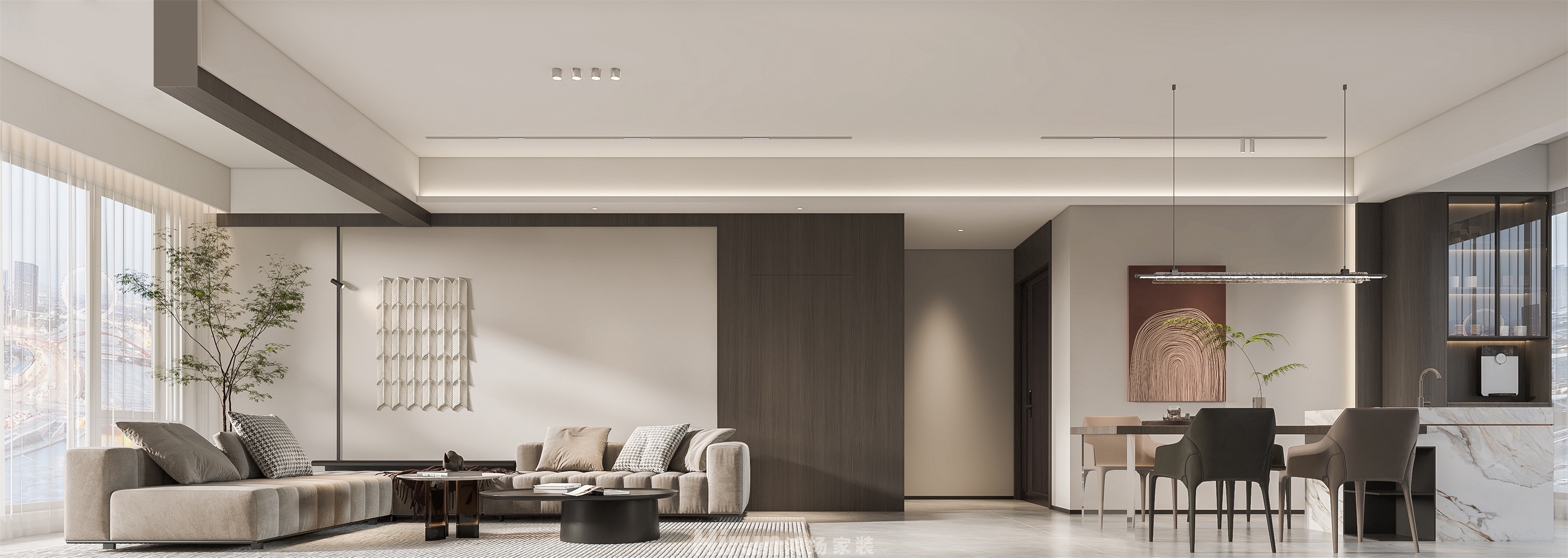 湘江天地 140㎡雅致現代四居室 裝修案例效果圖-1