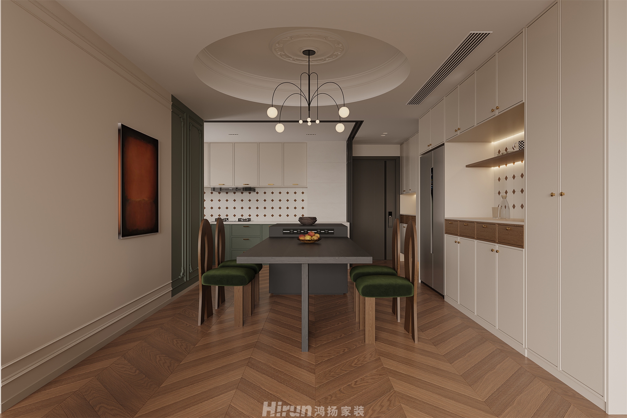 中建鈺和城166㎡復(fù)古風(fēng)潮四居室 裝修案例效果圖-1