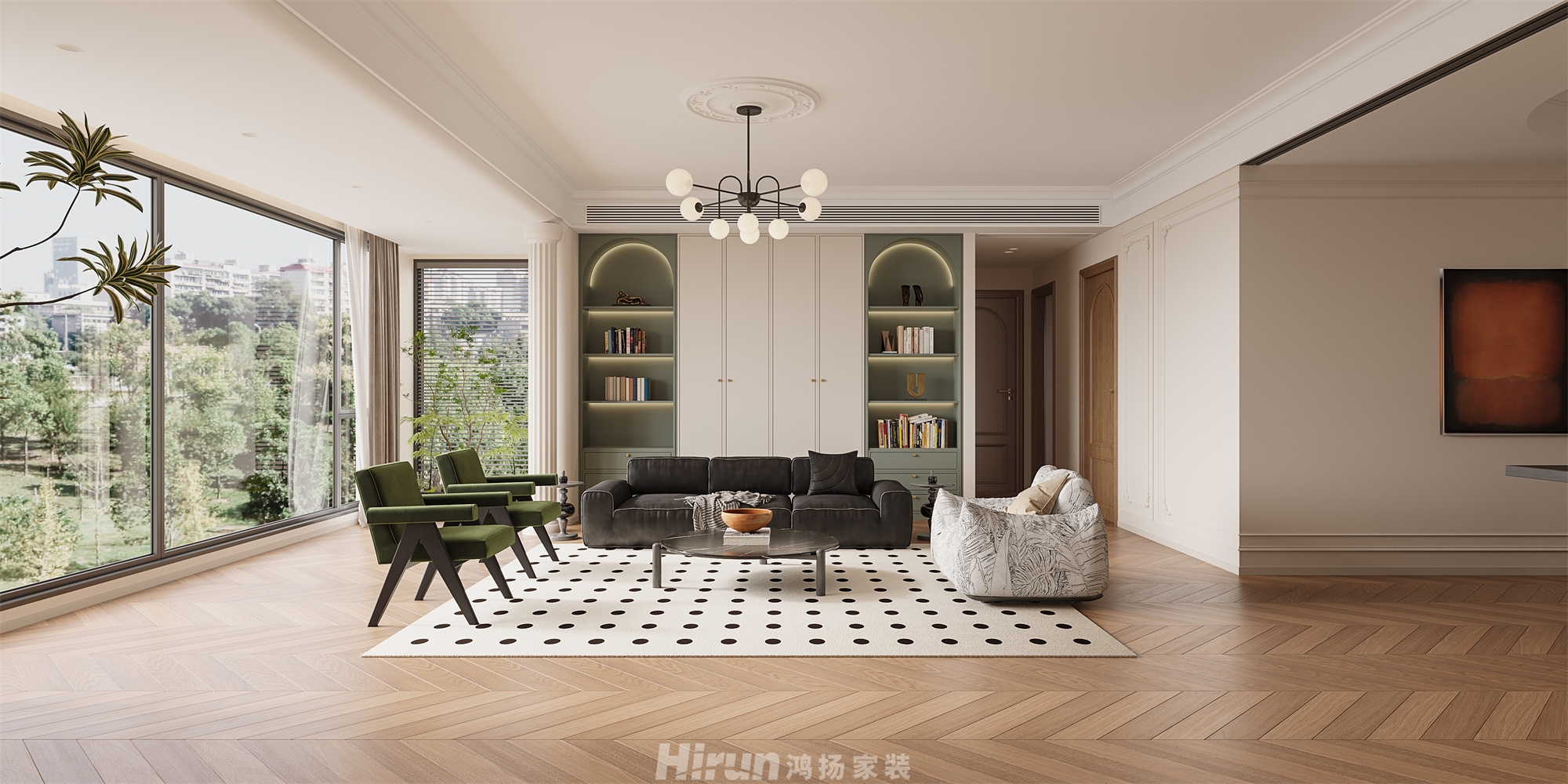 中建鈺和城166㎡復(fù)古風(fēng)潮四居室 裝修案例效果圖-2