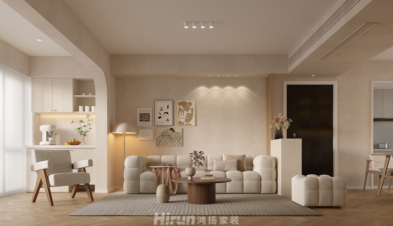 京盛和府140㎡優(yōu)雅繽紛四居室 裝修案例效果圖-4