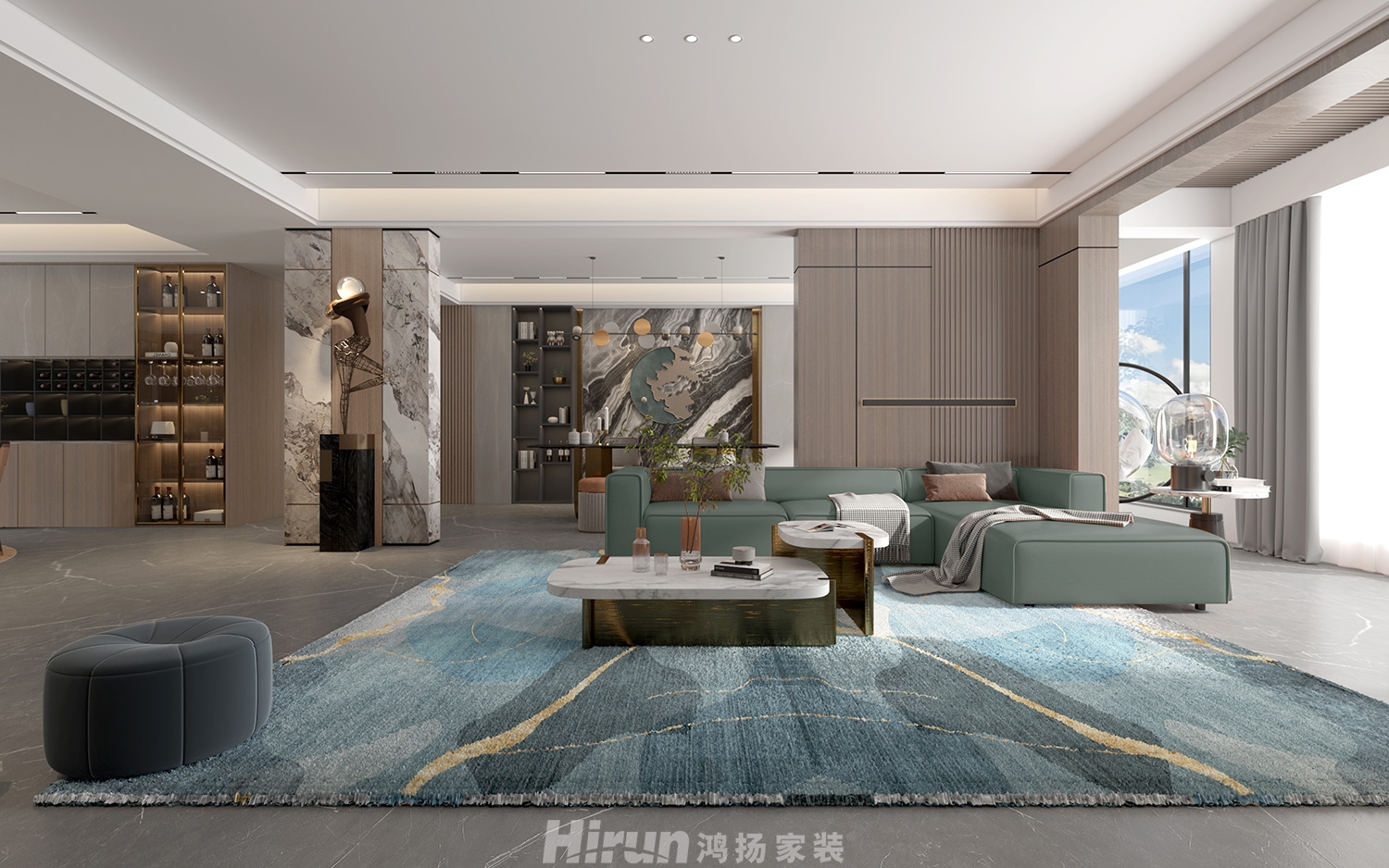 桃陽(yáng)苑280㎡雅致現(xiàn)代大平層 裝修案例效果圖-3